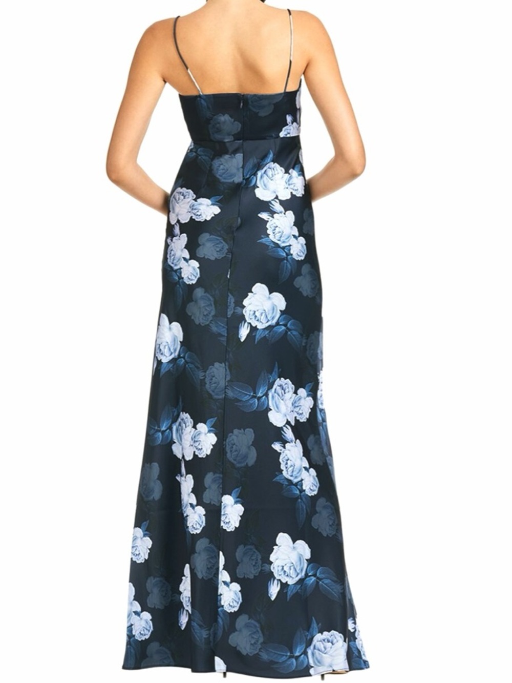 NWT SACHIN + BABI Midnight Glacial Rose Spaghetti-Strap Dress Gown Size 2 - Picture 3 of 5
